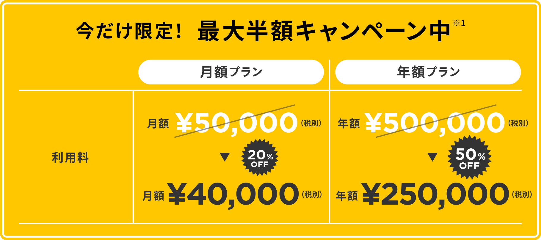 今だけ限定!最大半額キャンペーン中