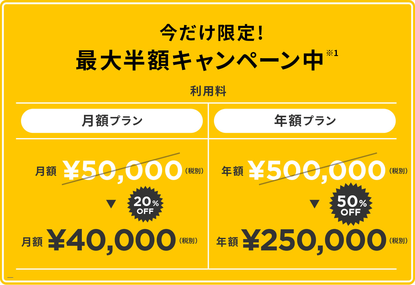 今だけ限定!最大半額キャンペーン中