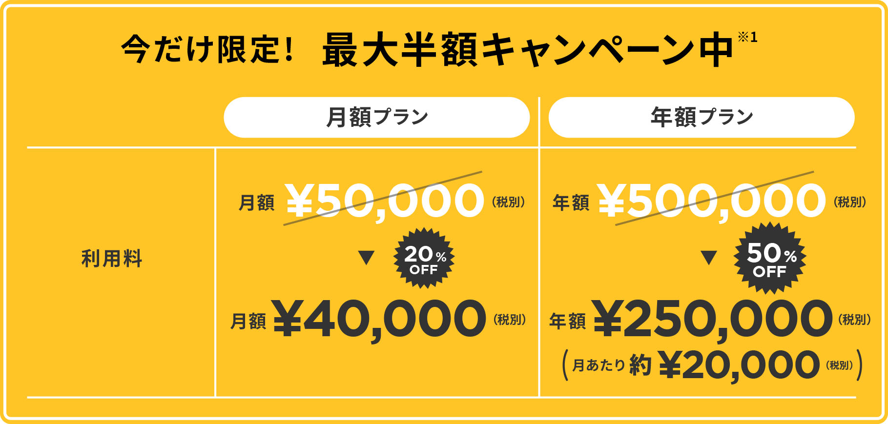 今だけ限定!最大半額キャンペーン中